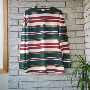 Vintage 'California Styled' green/red/tan striped long-sleeve shirt men's L